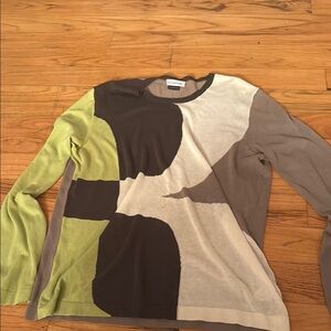 Colorblock Sweater in Green and Brown